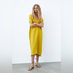 NWT Zara Linen Blend Tunic Dress 55% Viscose, 23% Linen, 22% Cotton